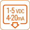 Значок выхода 1-5VDC или 4-20mA