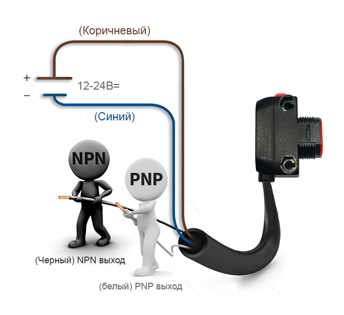 (Black) NPN Output, (White) PNP Output