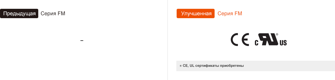Предыдущая модель : FM Series, Обновление : FM Series *CE, UL certifications acquired